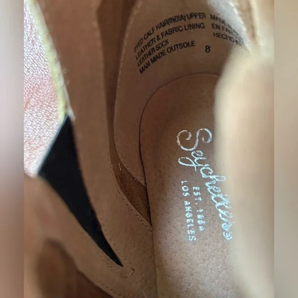 Seychelles brown animal print calf dyed hair slip on booties size 8 - Picture 9 of 11